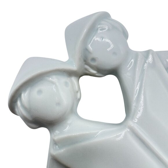 Vtg Porcelain Christmas Limoges Ornament Caroling Angels 1974 4.5" White - Picture 4 of 9